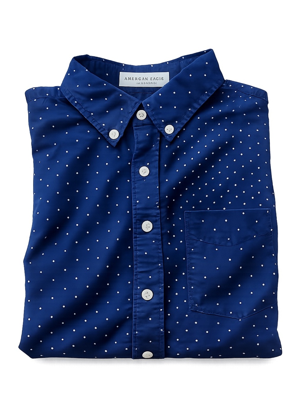 American Eagle Navy Micro Dot Button Down Shirt Men’s Large 100% Cotton